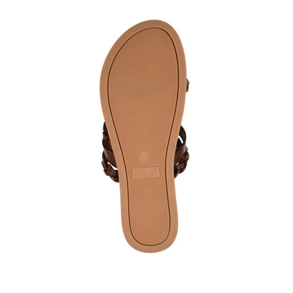 Journee COLETTE SLIDE SANDALS IN VEGAN LEATHER - Brown