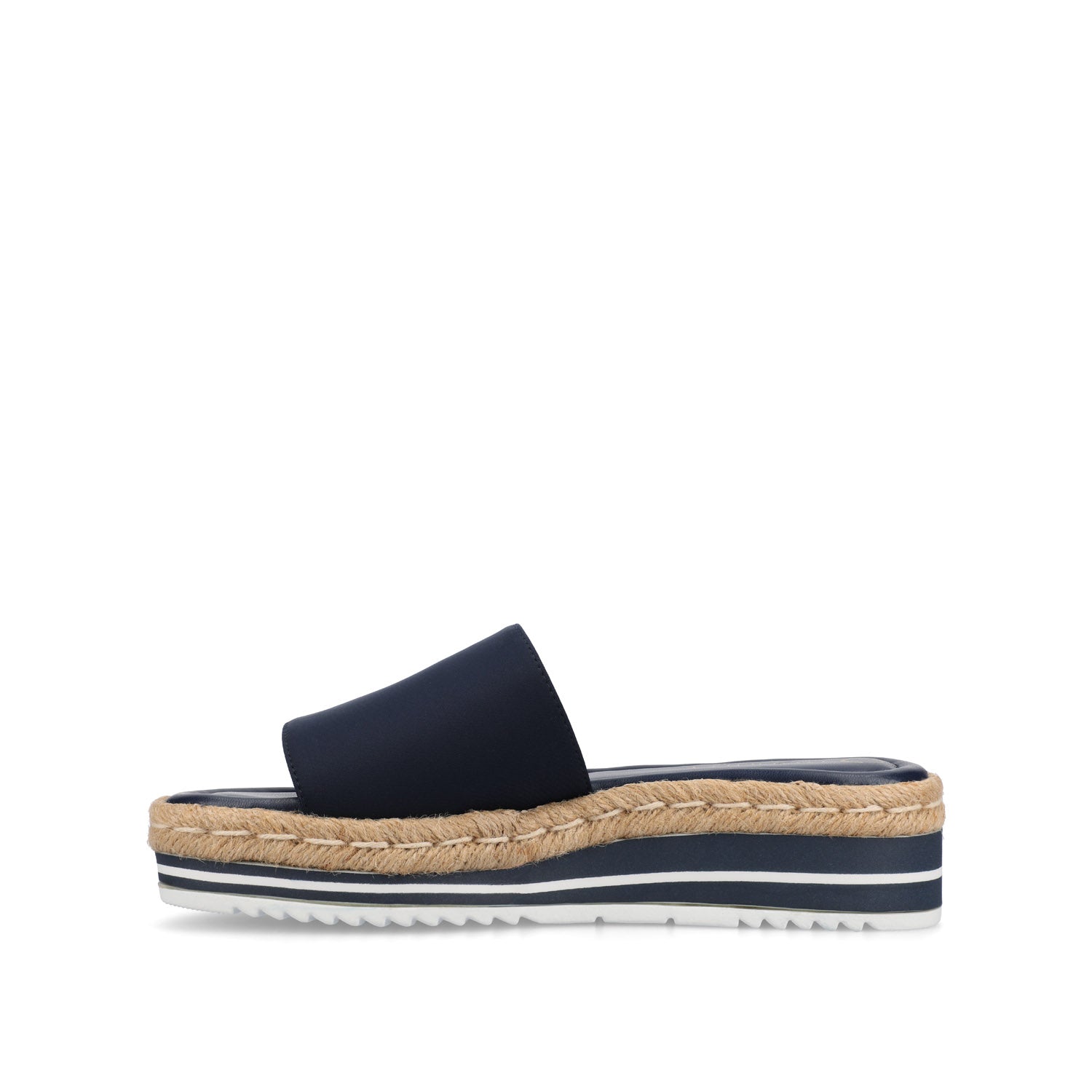 Journee ROSEY ESPADRILLE WEDGE HEELED SLIDE SANDALS - Navy Nubuck