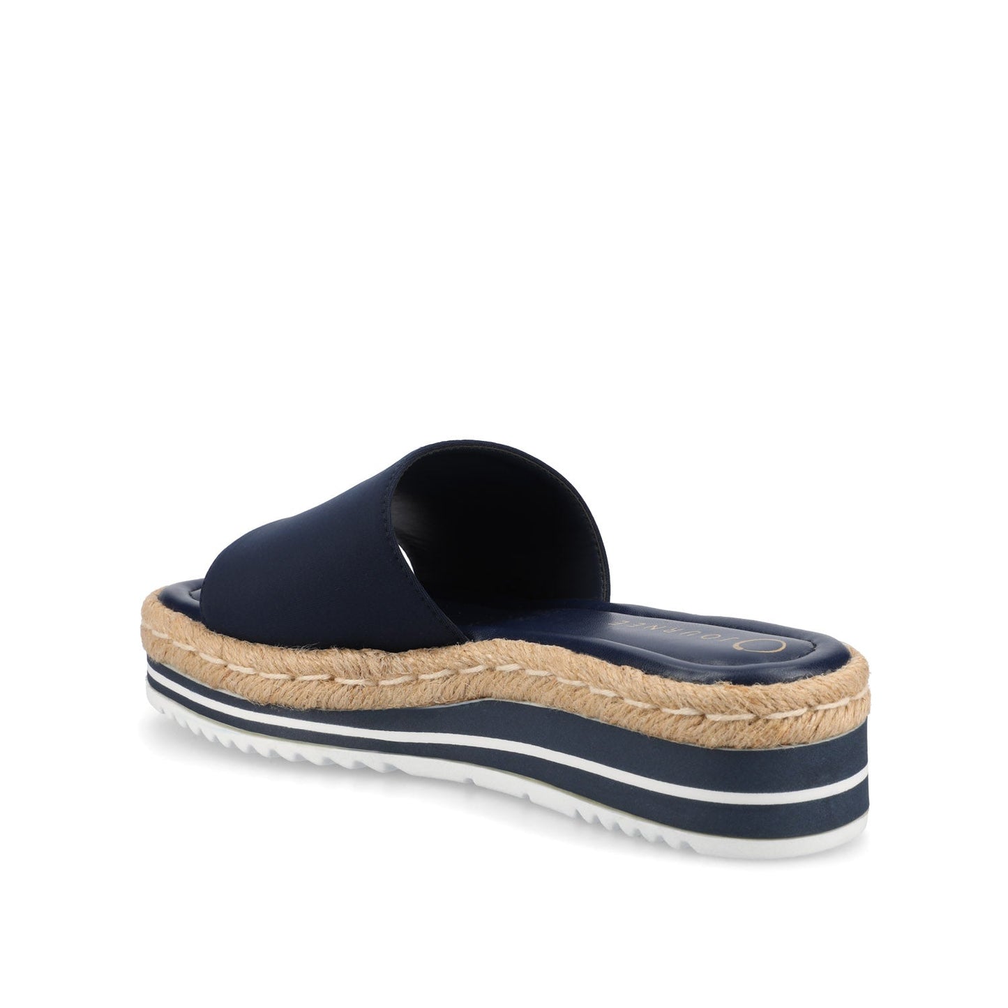 Journee ROSEY ESPADRILLE WEDGE HEELED SLIDE SANDALS - Navy Nubuck