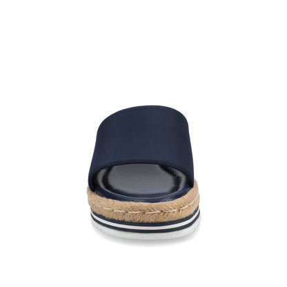 Journee ROSEY ESPADRILLE WEDGE HEELED SLIDE SANDALS - Navy Nubuck