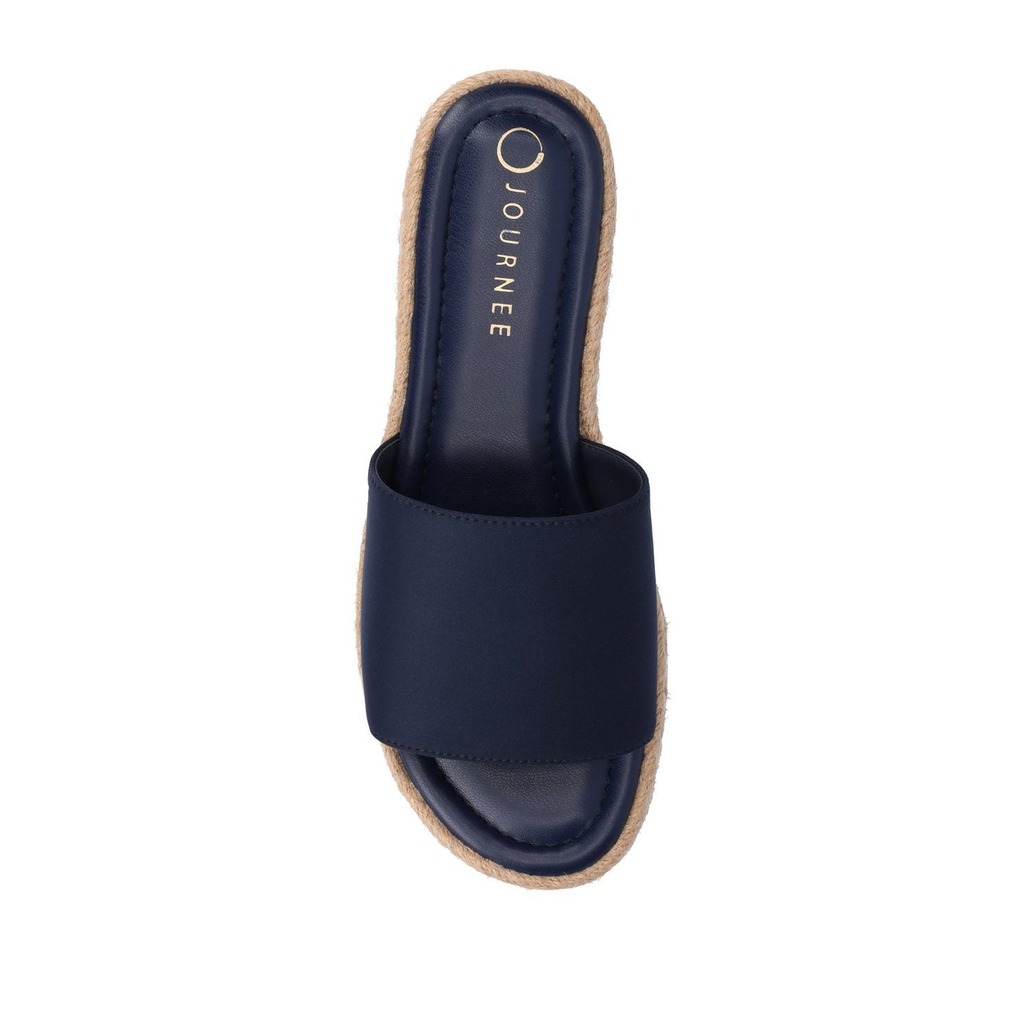 Journee ROSEY ESPADRILLE WEDGE HEELED SLIDE SANDALS - Navy Nubuck