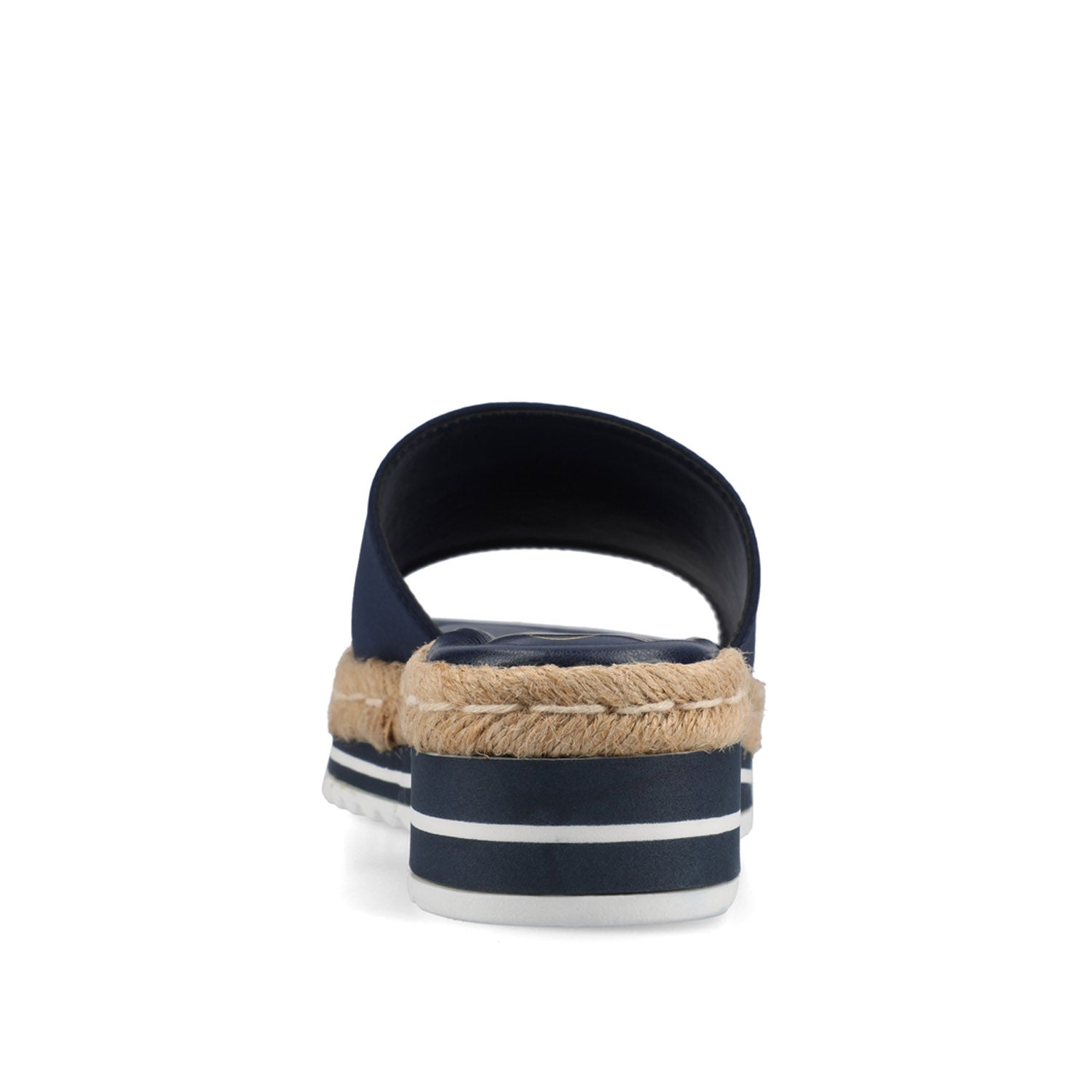 Journee ROSEY ESPADRILLE WEDGE HEELED SLIDE SANDALS - Navy Nubuck