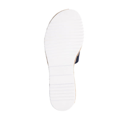 Journee ROSEY ESPADRILLE WEDGE HEELED SLIDE SANDALS - Navy Nubuck