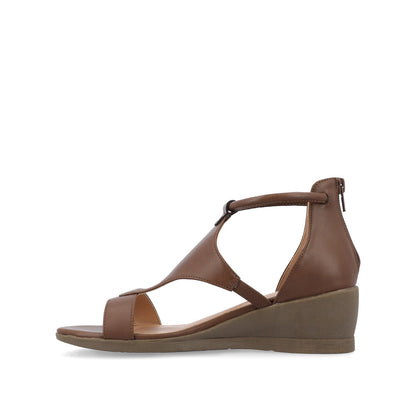 Journee TRAYLE GLADIATOR SANDALS IN VEGAN LEATHER - Brown PU