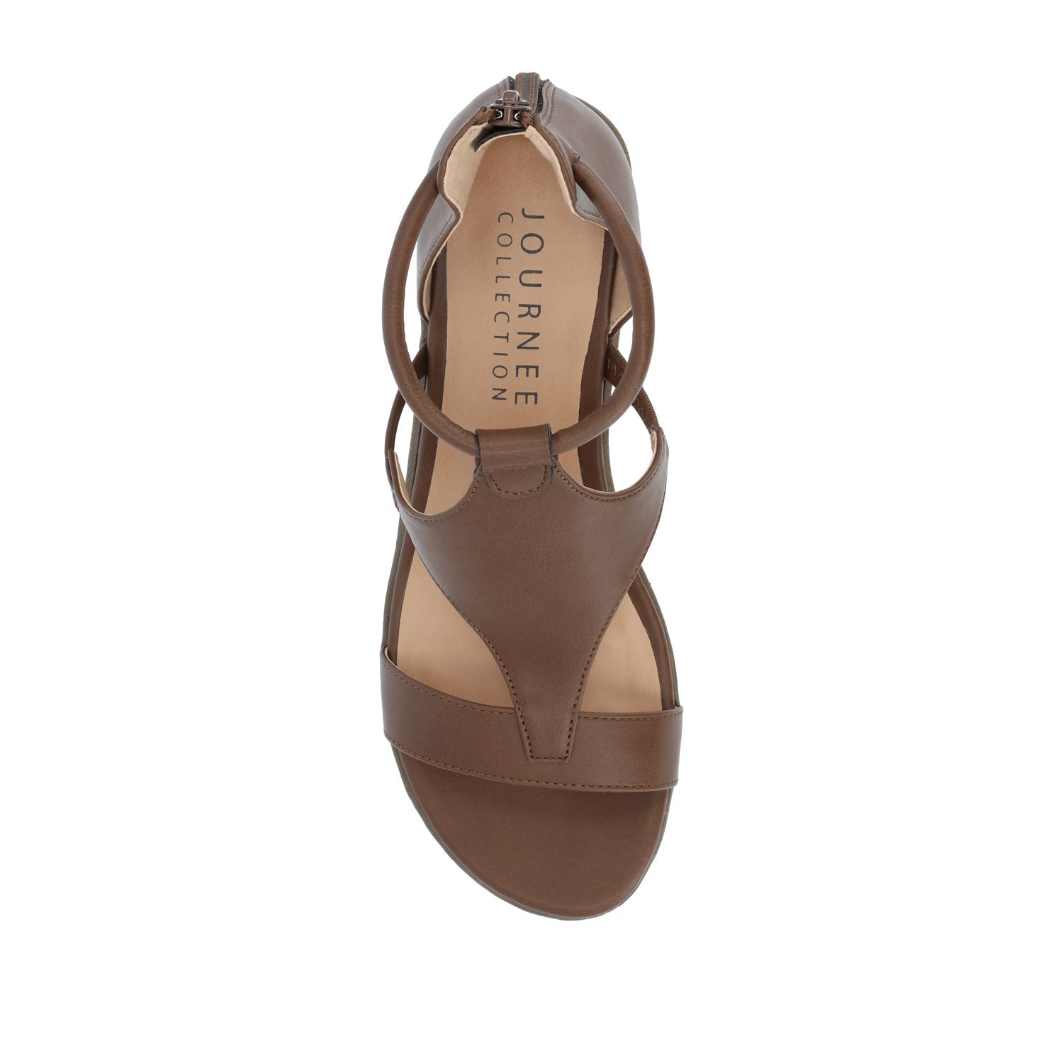 Journee TRAYLE GLADIATOR SANDALS IN VEGAN LEATHER - Brown PU