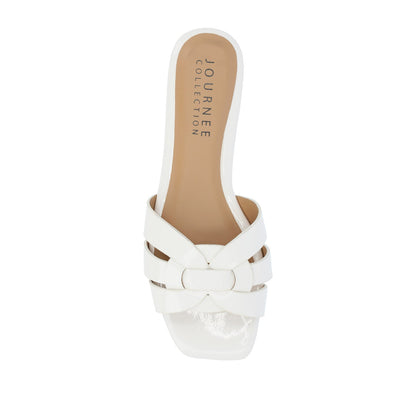 Journee ARRINA SLIDE SANDALS IN BASIC PATENT - White Patent