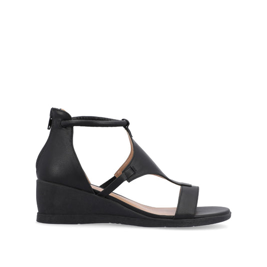 Journee TRAYLE GLADIATOR SANDALS IN VEGAN LEATHER - Black PU