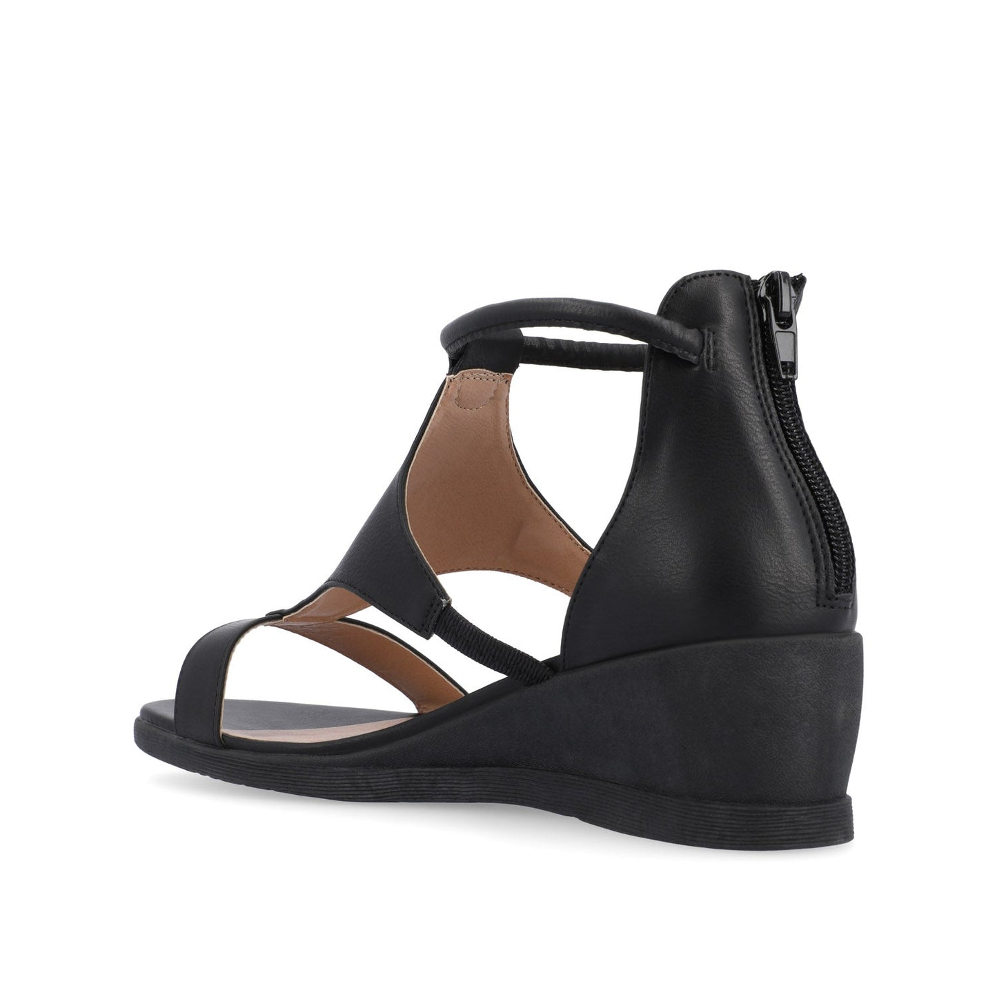 Journee TRAYLE GLADIATOR SANDALS IN VEGAN LEATHER - Black PU