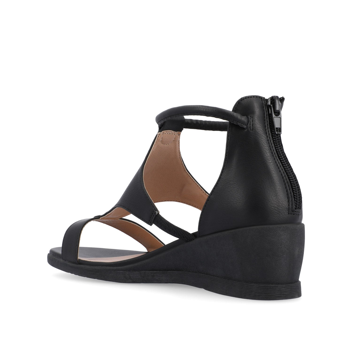 Journee TRAYLE GLADIATOR SANDALS IN VEGAN LEATHER - Black PU