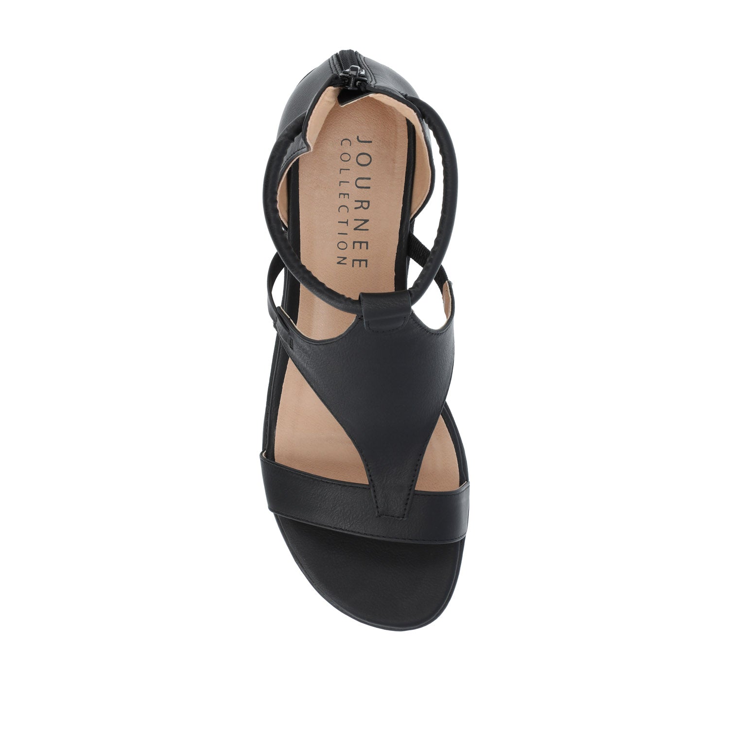Journee TRAYLE GLADIATOR SANDALS IN VEGAN LEATHER - Black PU