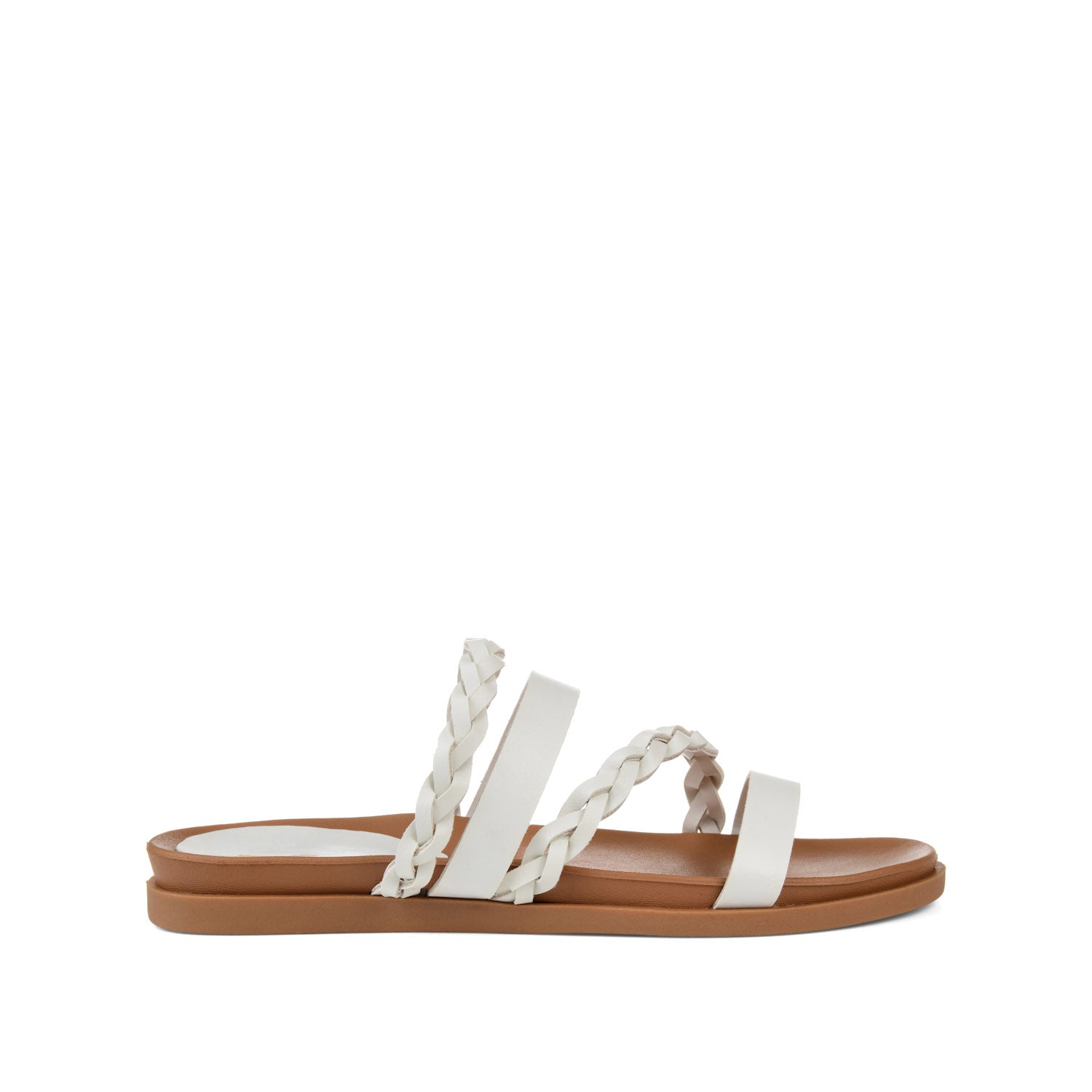 Journee COLETTE SLIDE SANDALS IN VEGAN LEATHER - White