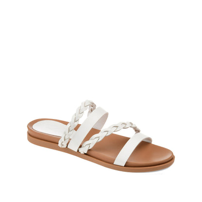 Journee COLETTE SLIDE SANDALS IN VEGAN LEATHER - White
