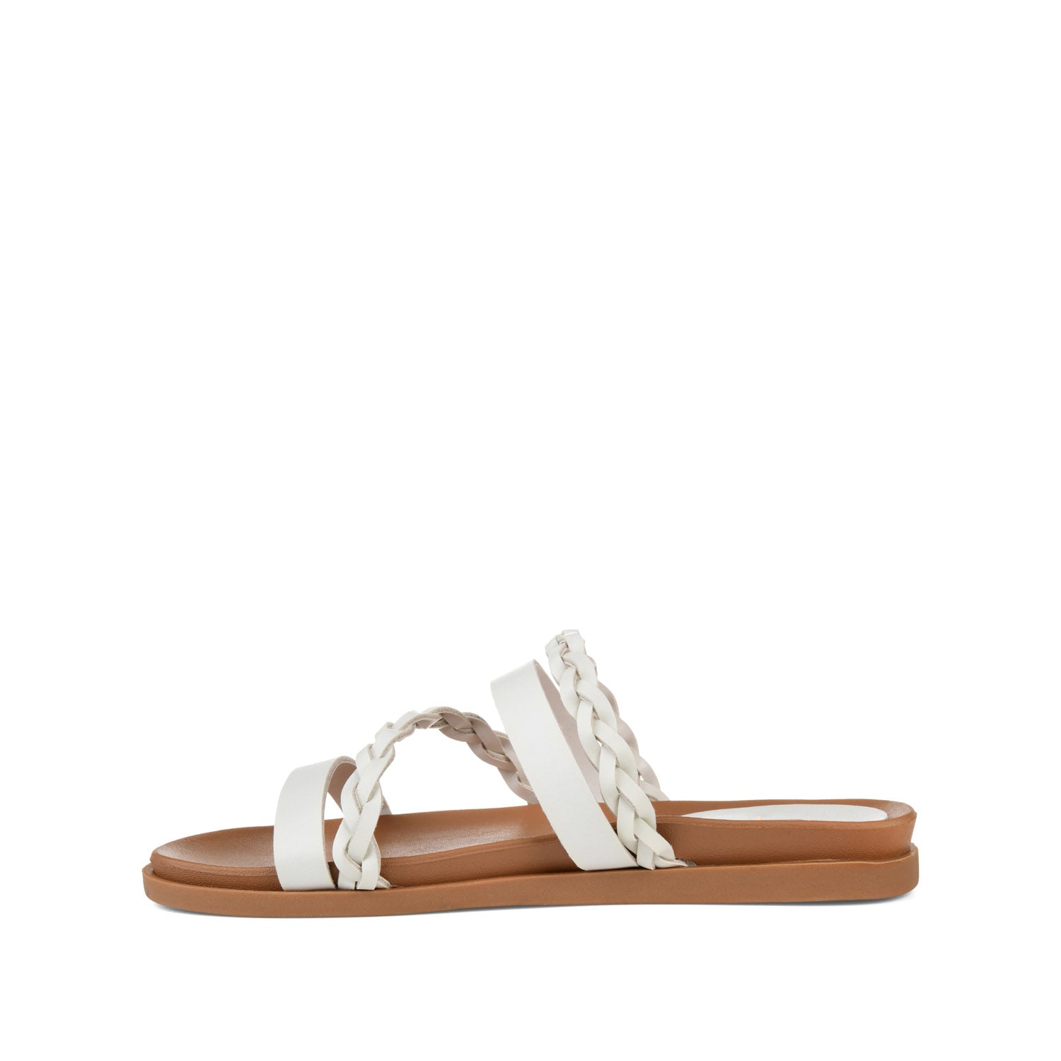 Journee COLETTE SLIDE SANDALS IN VEGAN LEATHER - White