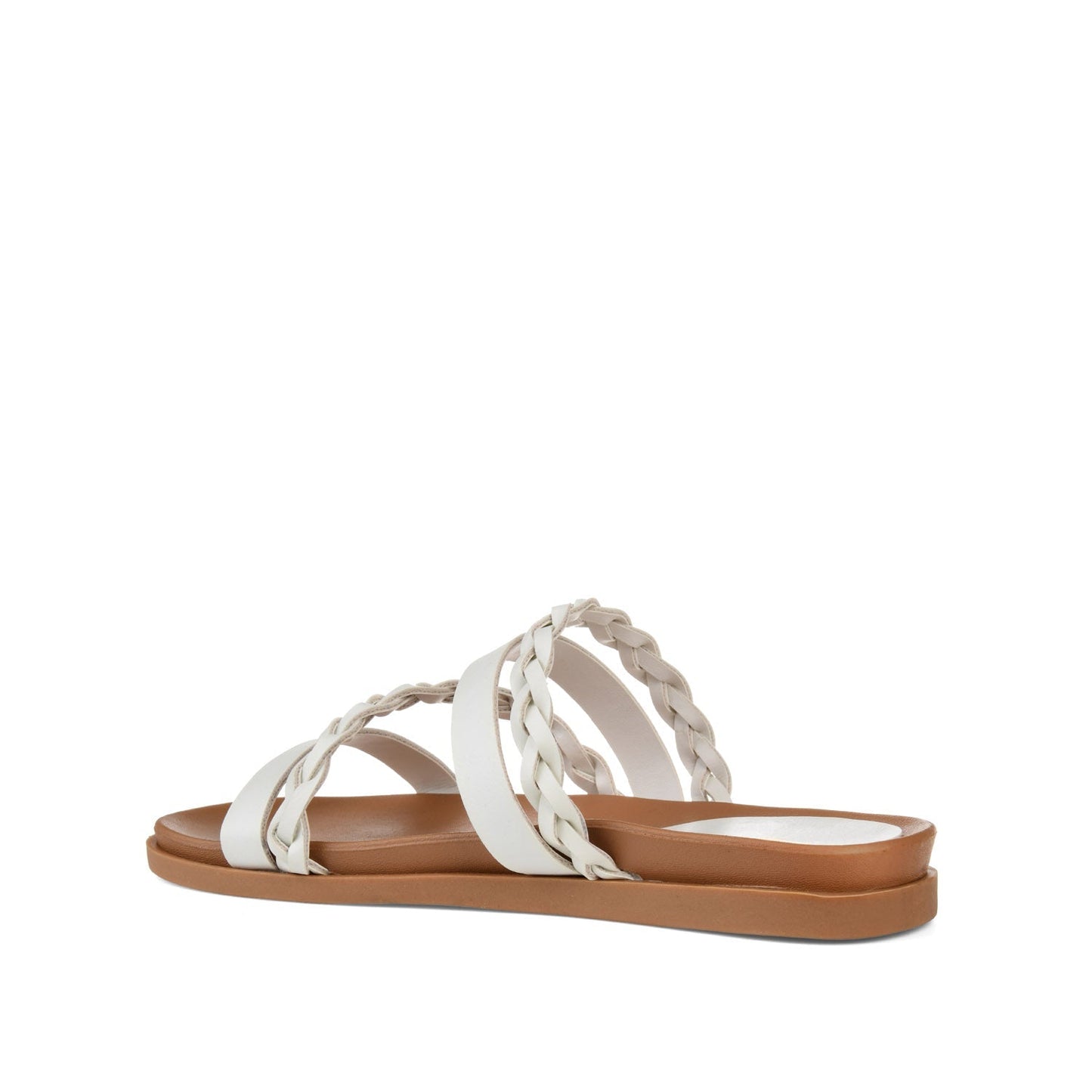 Journee COLETTE SLIDE SANDALS IN VEGAN LEATHER - White
