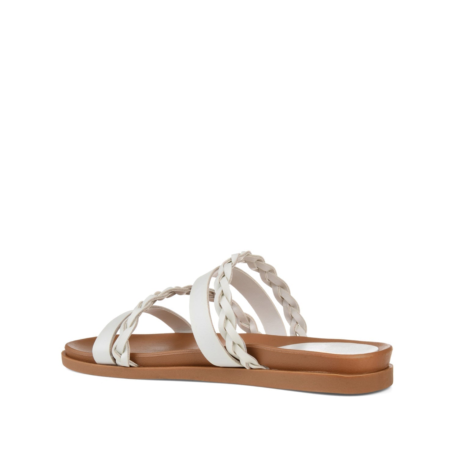 Journee COLETTE SLIDE SANDALS IN VEGAN LEATHER - White