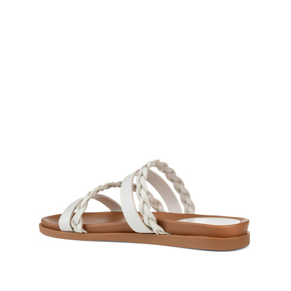 Journee COLETTE SLIDE SANDALS IN VEGAN LEATHER - White