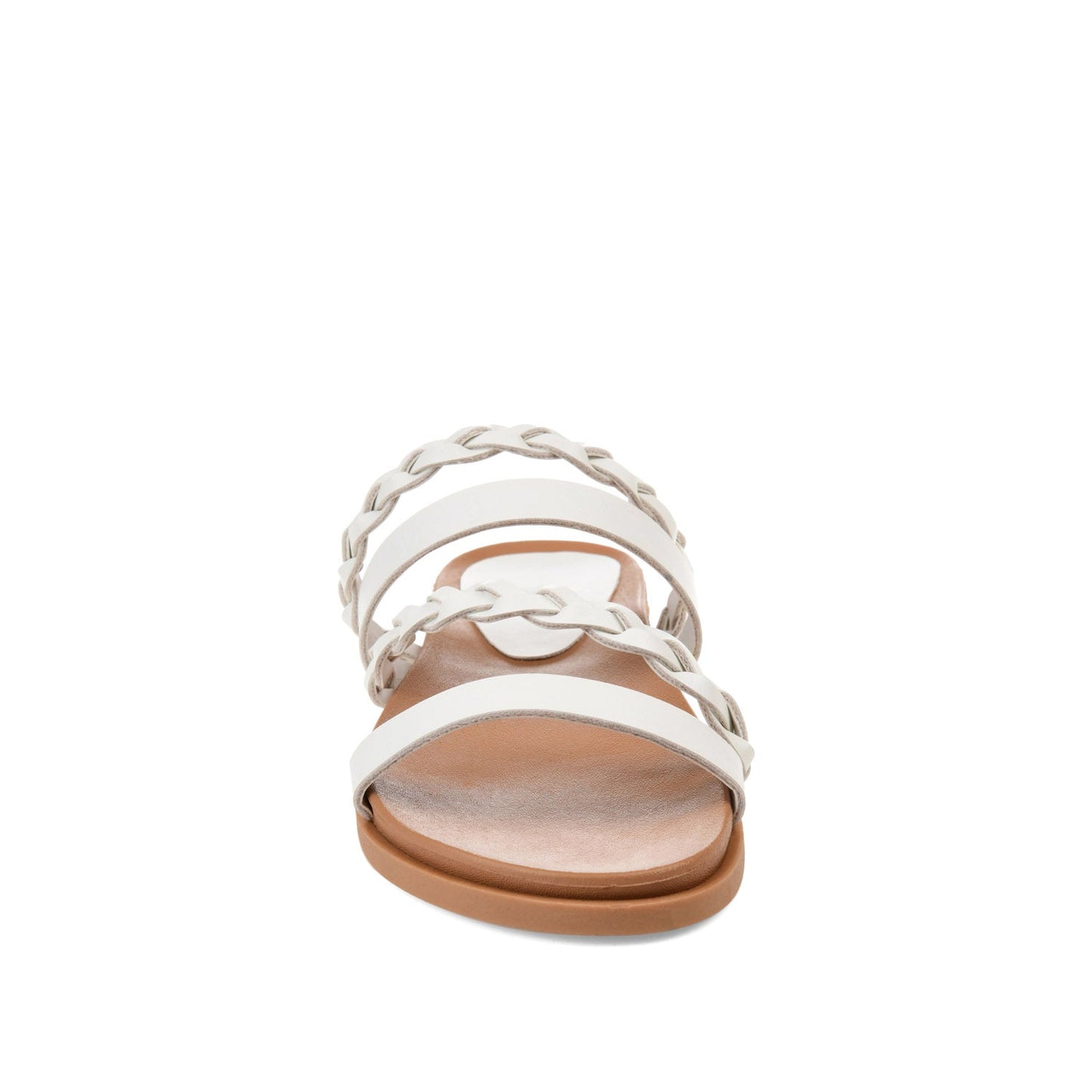 Journee COLETTE SLIDE SANDALS IN VEGAN LEATHER - White