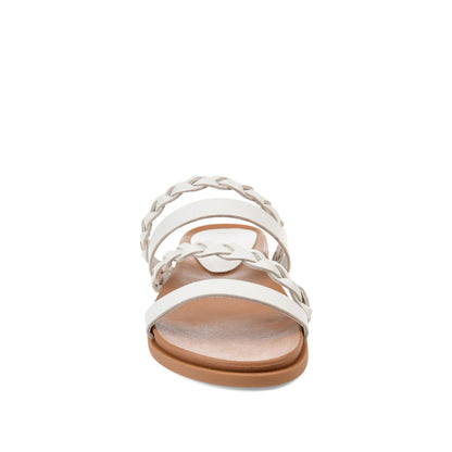 Journee COLETTE SLIDE SANDALS IN VEGAN LEATHER - White