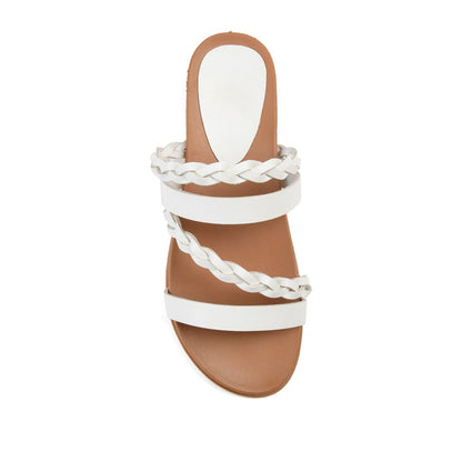 Journee COLETTE SLIDE SANDALS IN VEGAN LEATHER - White