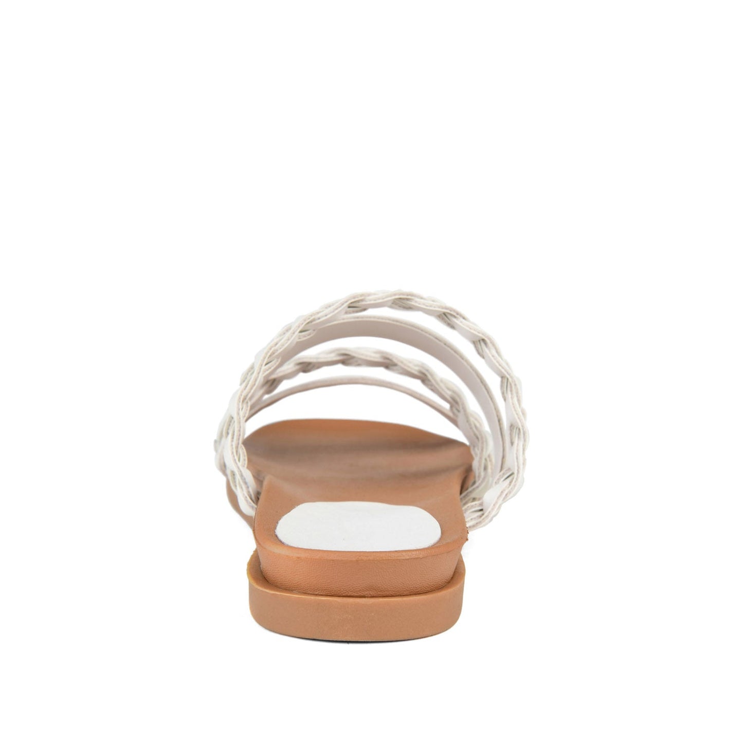 Journee COLETTE SLIDE SANDALS IN VEGAN LEATHER - White