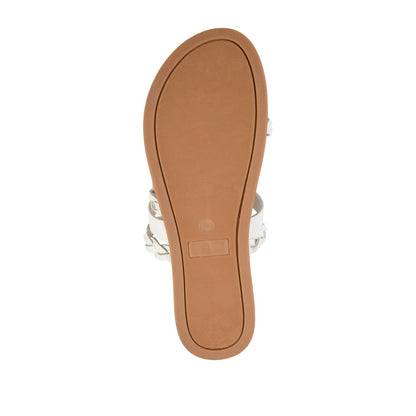 Journee COLETTE SLIDE SANDALS IN VEGAN LEATHER - White