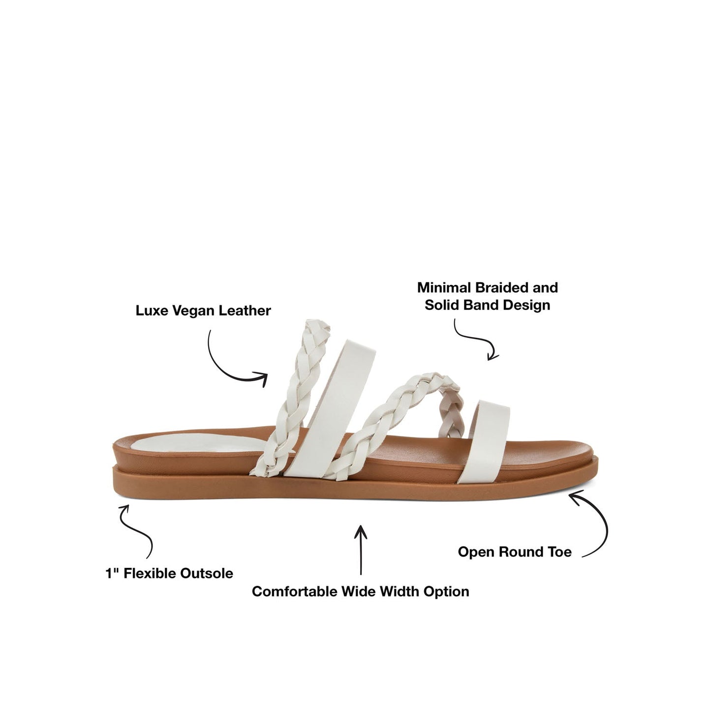 Journee COLETTE SLIDE SANDALS IN VEGAN LEATHER - White