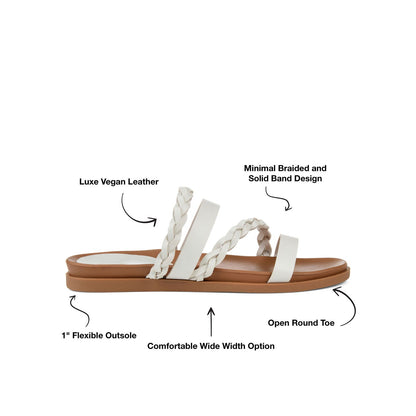 Journee COLETTE SLIDE SANDALS IN VEGAN LEATHER - White