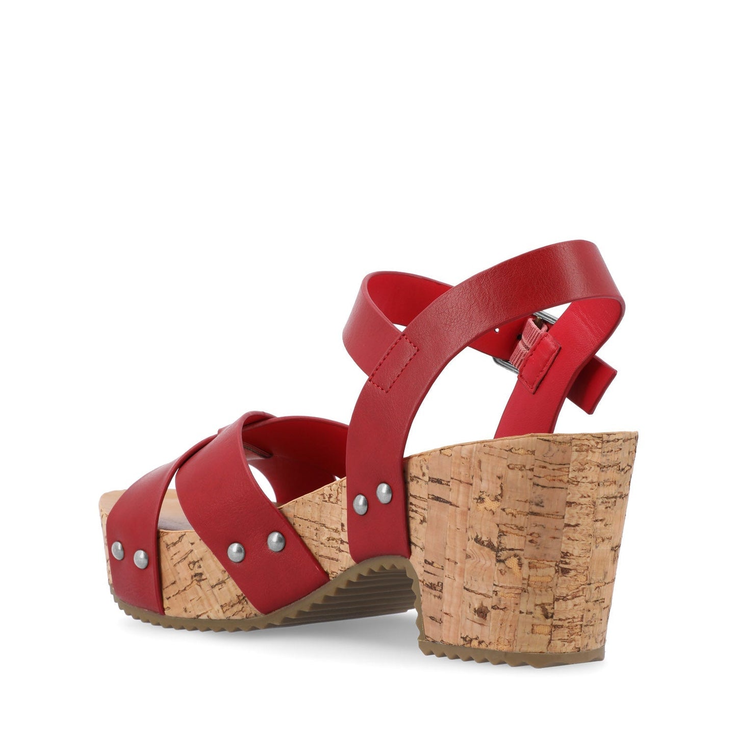 Journee VALENTINA HEELED SANDALS IN VEGAN LEATHER - Red