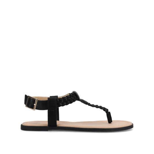 Journee GENEVIVE T-STRAP SANDALS IN VEGAN LEATHER - Black