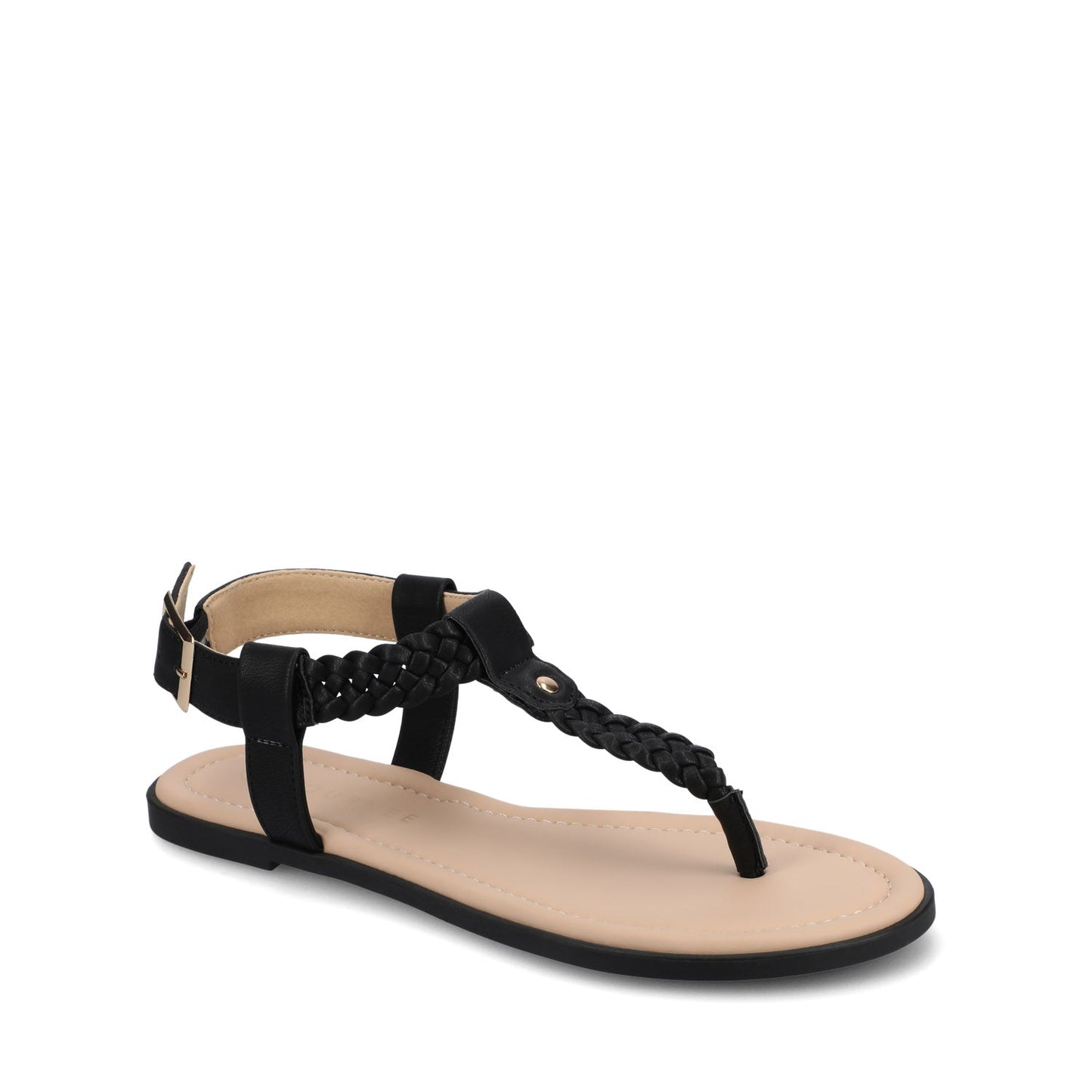 Journee GENEVIVE T-STRAP SANDALS IN VEGAN LEATHER - Black