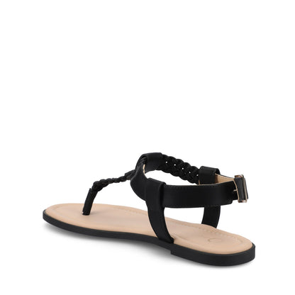 Journee GENEVIVE T-STRAP SANDALS IN VEGAN LEATHER - Black