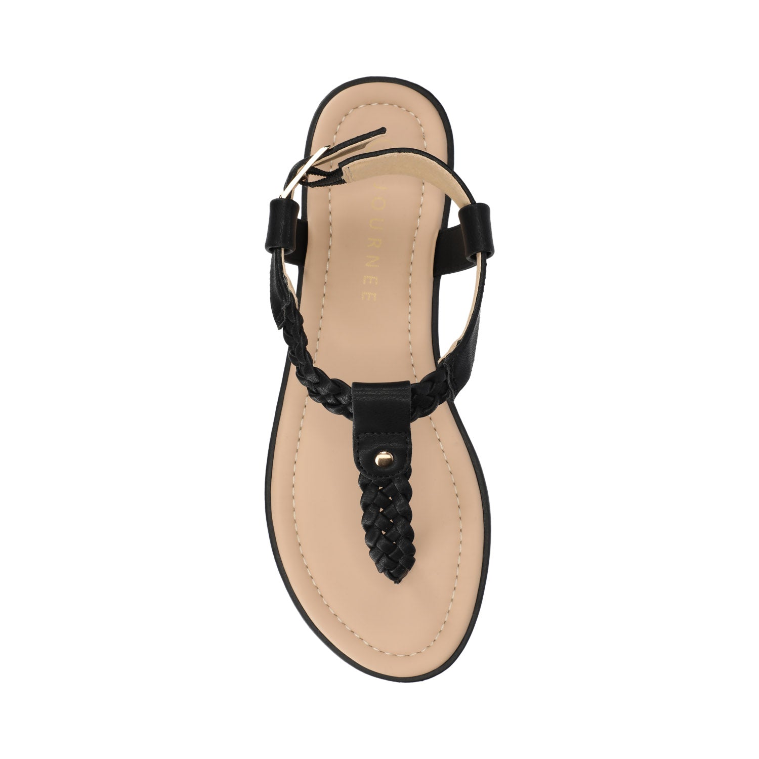 Journee GENEVIVE T-STRAP SANDALS IN VEGAN LEATHER - Black