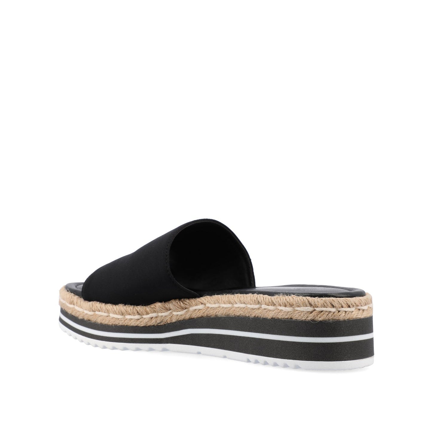 Journee ROSEY ESPADRILLE WEDGE HEELED SLIDE SANDALS - Black Fabric