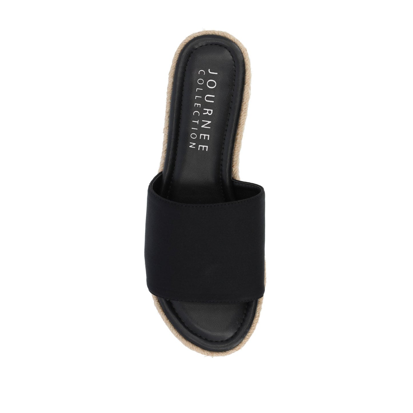 Journee ROSEY ESPADRILLE WEDGE HEELED SLIDE SANDALS - Black Fabric