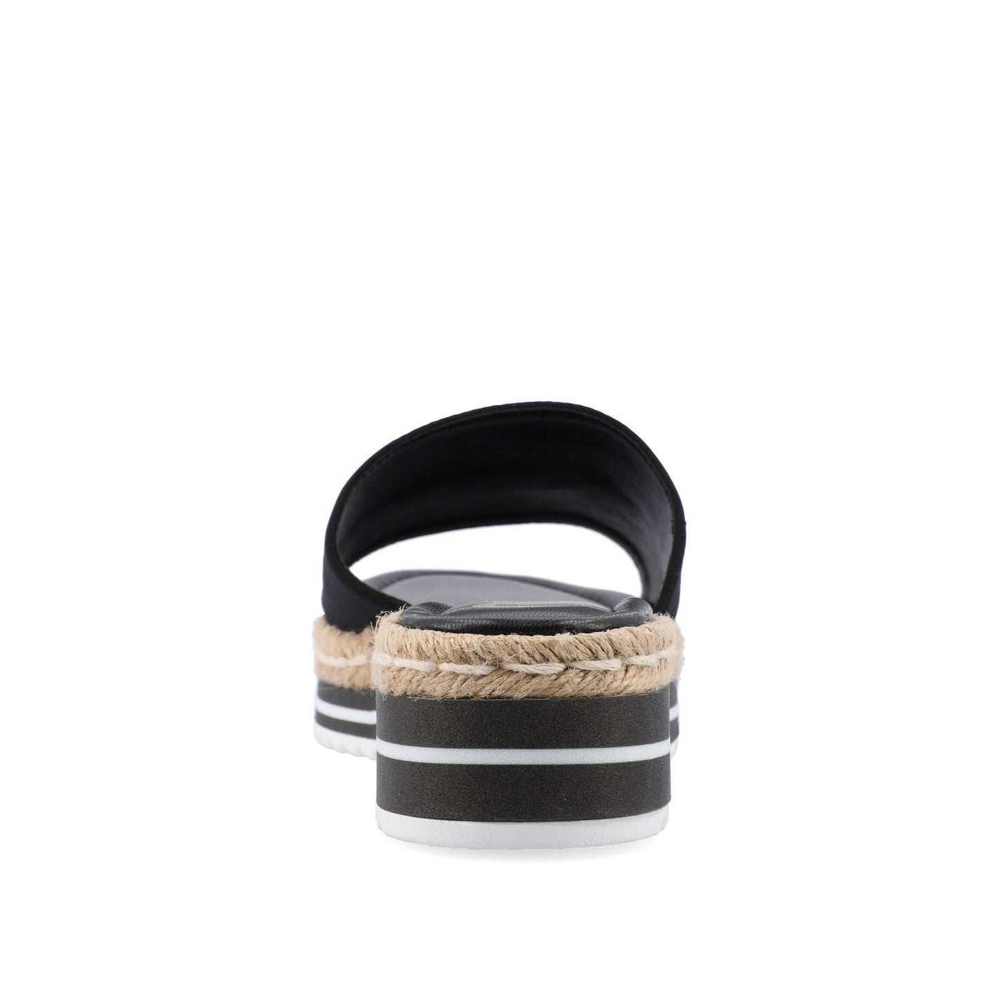 Journee ROSEY ESPADRILLE WEDGE HEELED SLIDE SANDALS - Black Fabric
