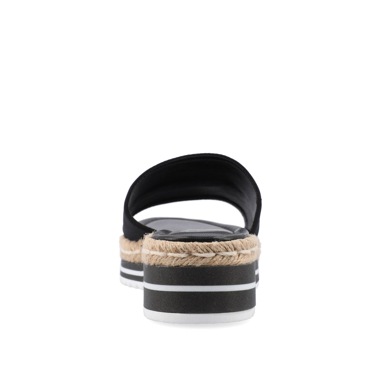 Journee ROSEY ESPADRILLE WEDGE HEELED SLIDE SANDALS - Black Fabric