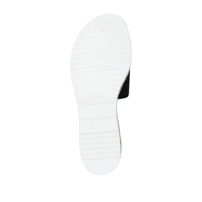 Journee ROSEY ESPADRILLE WEDGE HEELED SLIDE SANDALS - Black Fabric