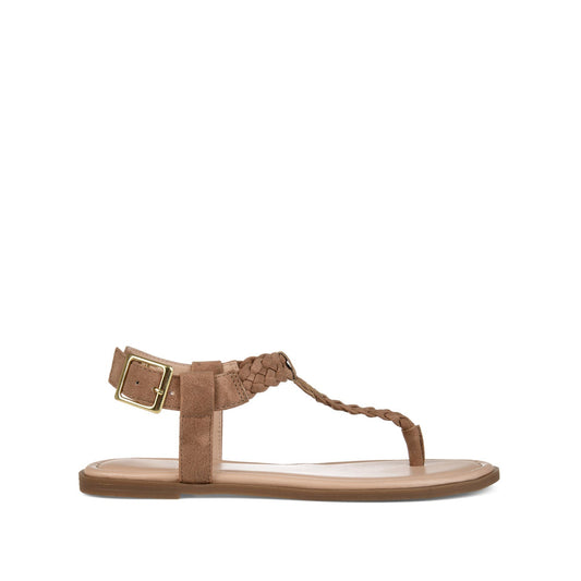 Journee GENEVIVE T-STRAP SANDALS IN VEGAN LEATHER - Brown
