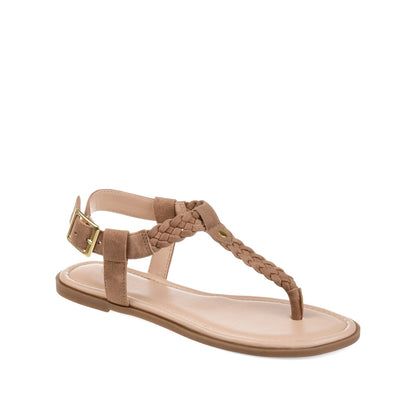 Journee GENEVIVE T-STRAP SANDALS IN VEGAN LEATHER - Brown