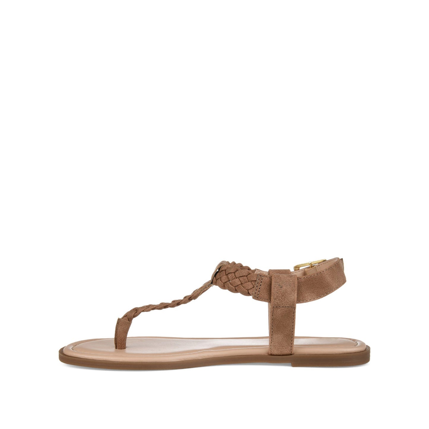 Journee GENEVIVE T-STRAP SANDALS IN VEGAN LEATHER - Brown