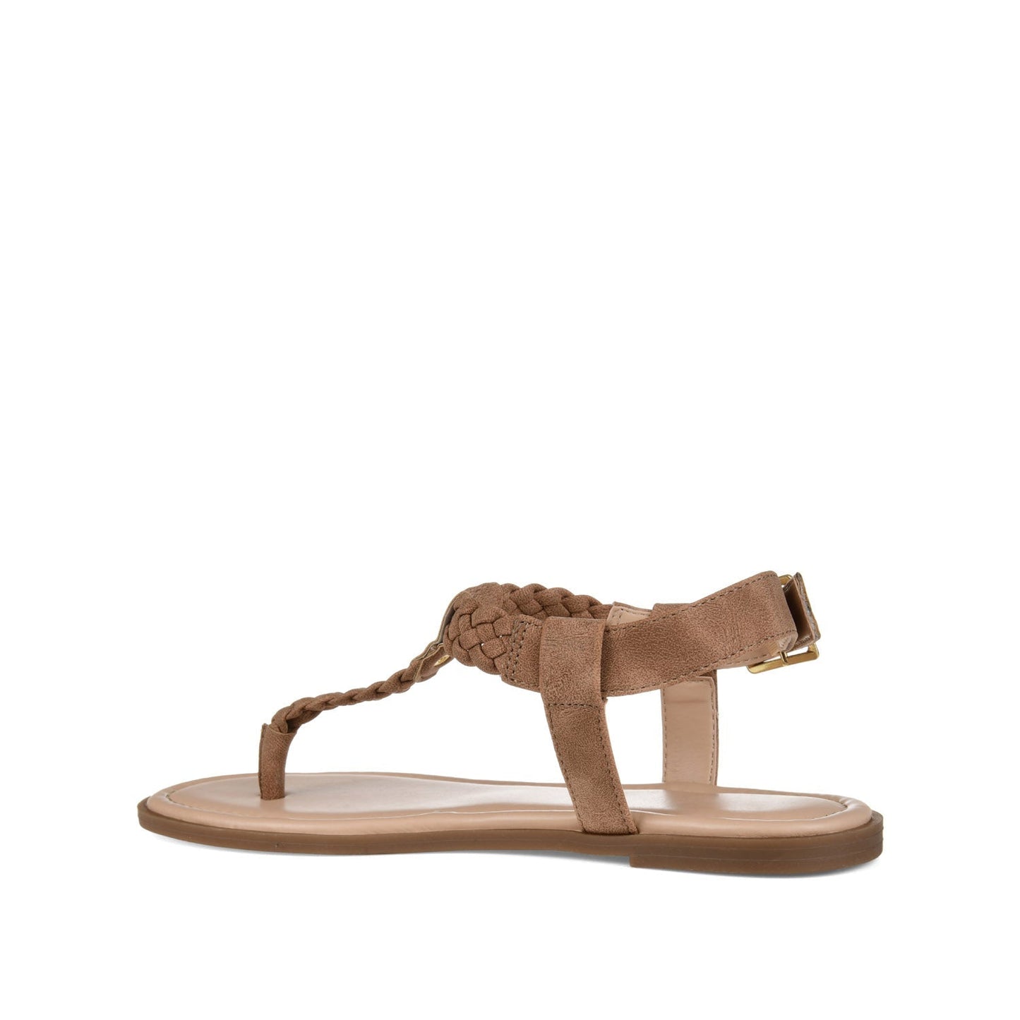 Journee GENEVIVE T-STRAP SANDALS IN VEGAN LEATHER - Brown