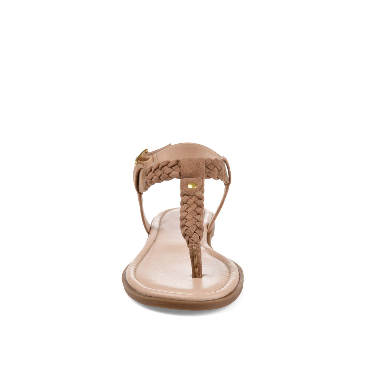 Journee GENEVIVE T-STRAP SANDALS IN VEGAN LEATHER - Brown