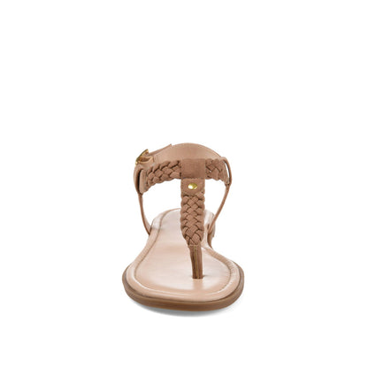 Journee GENEVIVE T-STRAP SANDALS IN VEGAN LEATHER - Brown