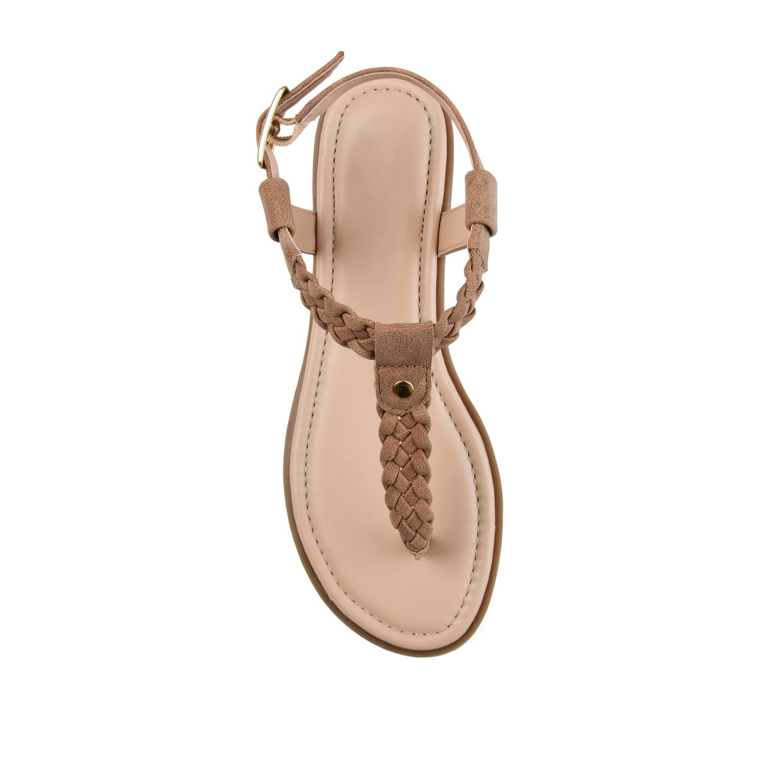 Journee GENEVIVE T-STRAP SANDALS IN VEGAN LEATHER - Brown