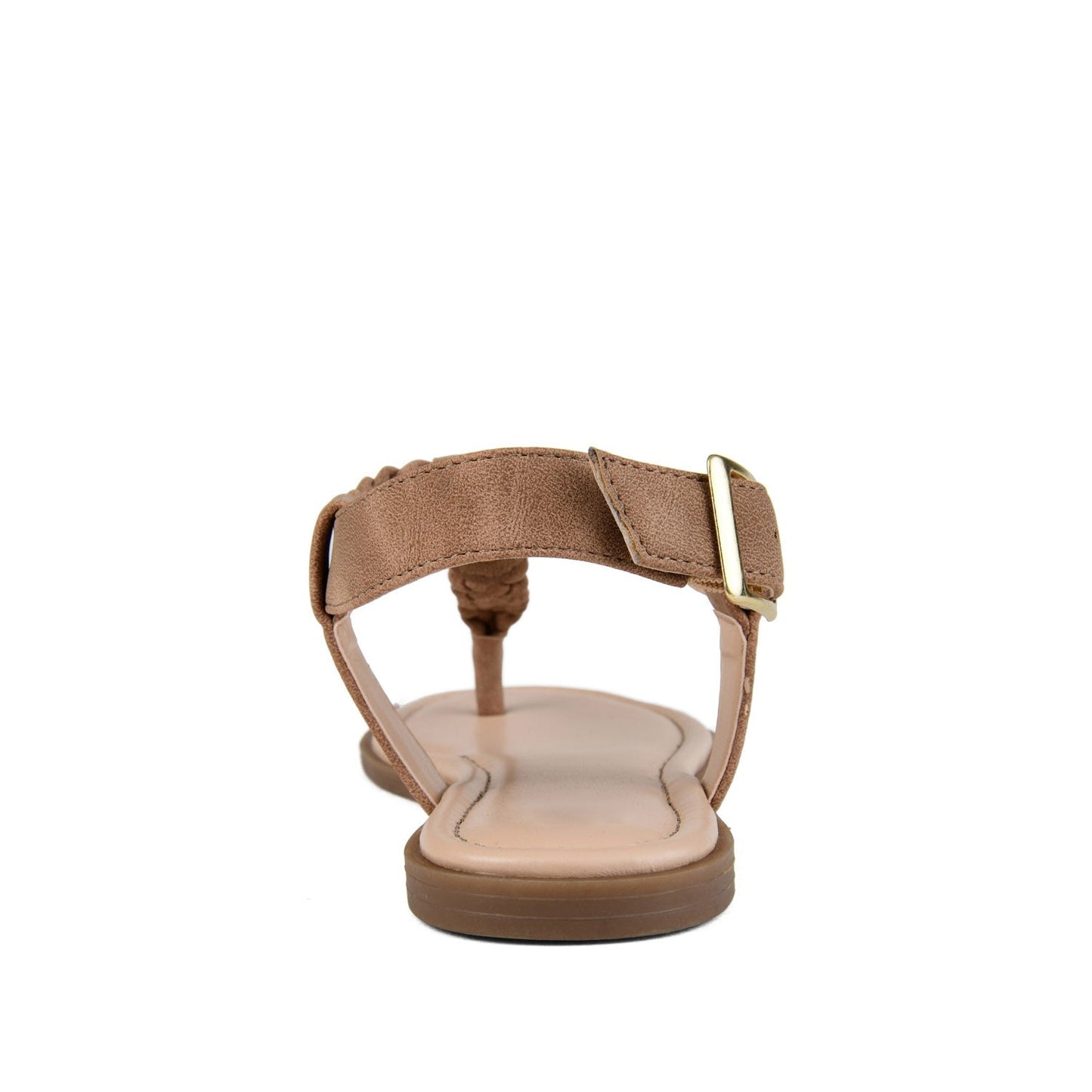 Journee GENEVIVE T-STRAP SANDALS IN VEGAN LEATHER - Brown