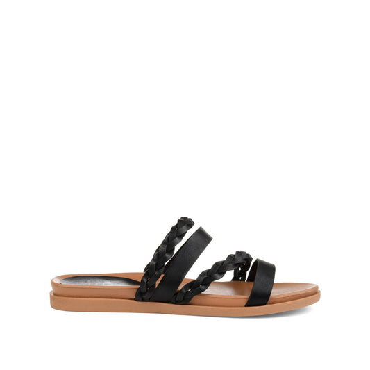 Journee COLETTE SLIDE SANDALS IN VEGAN LEATHER - Black