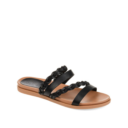Journee COLETTE SLIDE SANDALS IN VEGAN LEATHER - Black