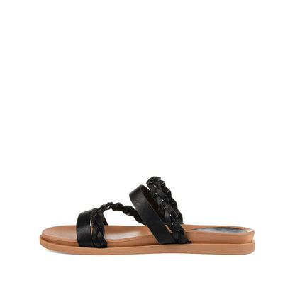 Journee COLETTE SLIDE SANDALS IN VEGAN LEATHER - Black