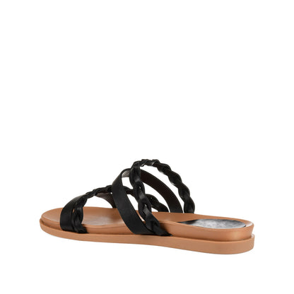 Journee COLETTE SLIDE SANDALS IN VEGAN LEATHER - Black