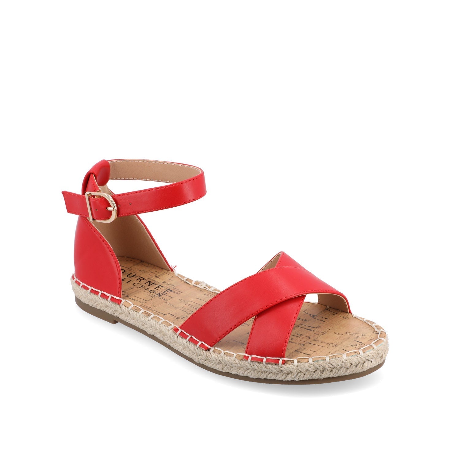 Journee LYDDIA ESPADRILLE SANDALS IN VEGAN LEATHER - Red